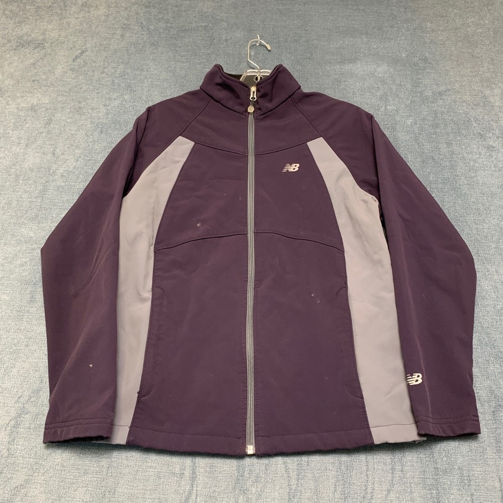 New Balance Jacket Womens Small Plum Gray Full Zip Softshell Fleece Windbreaker